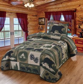 QUILT TWIN BLANKET BEAR CAMP 68"X86"