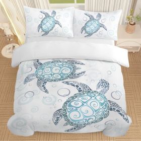Sea Turtle Bedding Aqua Teal Blue Duvet Cover Sets Beach Turtle Bed Sets Ocean 3 Piece Turtle Themed Comforter Cover with 2 Pillowcases Twin Size