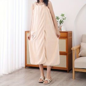 1pc Women's Shower Dress; Wearable Bath Wrap Towels For Women; Patched Pocket Bathrobe; Shower Spa Wrap For Sauna Beach Pool; Super Absorbent Bat (Color: Yellow 1pc)