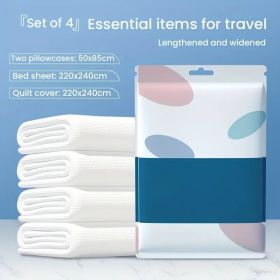 4-Piece Premium Travel Bedding Set with Thickened Hotel Sheet (Style: white 4pcs set fitted sheet*1.cover*1.piillowcase*2)